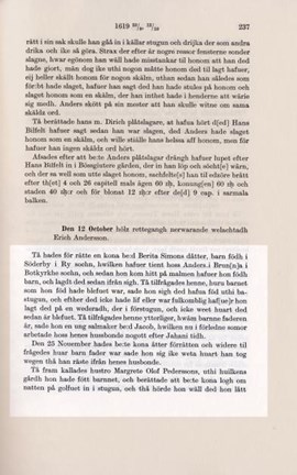 Texten från 1619 i den tryckta tänkeboken.