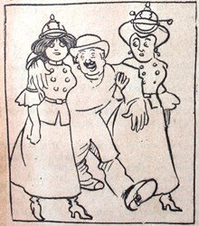 Illustration av två kvinnliga polisassistenter i arbete 1907