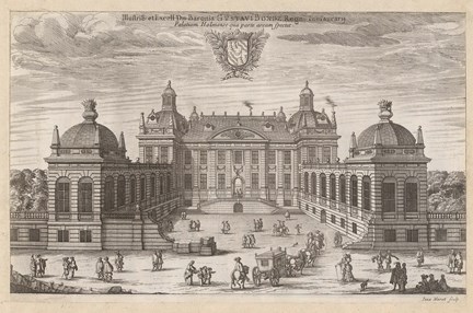 Gustaf Bondes palats i Stockholm sett från Riddarhustorget - gravyren är hämtad från Suecia antiqua et hodierna