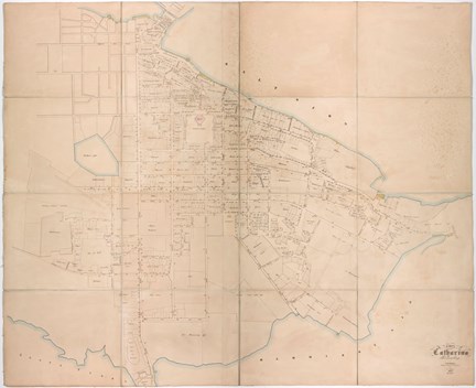 Karta över Catharina församling 1849. Sammandragen och litograferad av C.J. Küsel. 