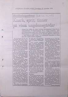 Stockholmspolisen larmar om ”knark, sprit och tinner” på ungdomsgårdar – 1973