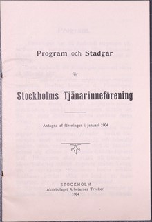 Program och stadgar för Stockholms Tjänarinneförening