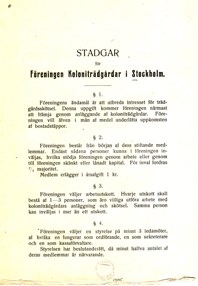 Stadgar för Föreningen Koloniträdgårdar i Stockholm