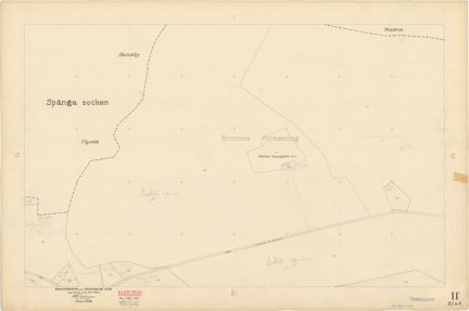 Kartan är ritad i tusch och blyerts på papper som gulnat med tiden