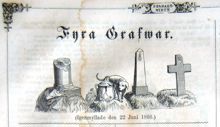 Fyra Grafwar. (Igenmyllade den 22 juni 1866). Bildskämt i Söndags-Nisse – Illustreradt Veckoblad för Skämt, Humor och Satir, nr 25, den 24 juni 1866