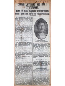 "Kvinnan likställes med män i statstjänst" - artikel Nya Dagligt Allehanda 1921