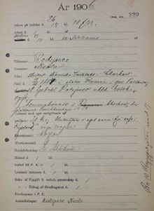 Nicola Rodsjanco, politisk flykting från Charkow, passerar Stockholm 1906 - polishandling från utlänningsexpeditionen