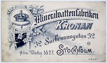Reklamtryck. Mineralvattenfabriken Kronan