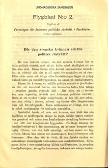 Bör kvinnor få politisk rösträtt? – synpunkter från Anna Whitlock 1906