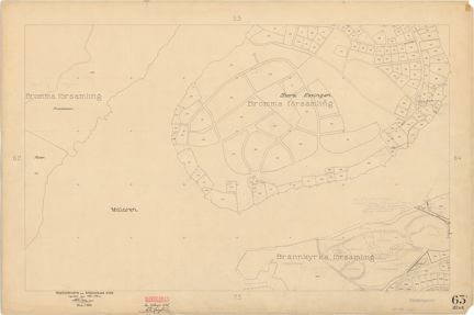 Kartan är ritad i tusch på papper som gulnat med tiden. Det finns också tillägg i blyerts med andra nummer liksom kvartersnamn inom parents.