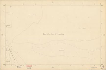Kartan är ritad i tusch på papper som gulnat med tiden