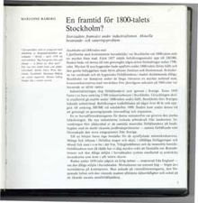 En framtid för 1800-talets Stockholm? : storstadens framväxt under industrialismen : aktuella bevarande- och saneringsproblem / Marianne Råberg