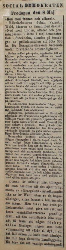 Ned med tronen och altaret - pressklipp 1908
