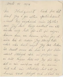 Brev till föreståndaren för Lindgrenska Trasskolan 1906