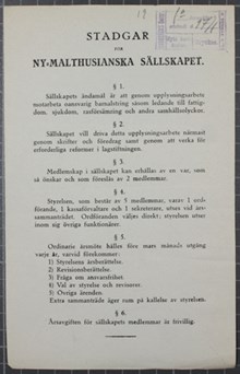 Stadgar för Ny-Malthusianska Sällskapet