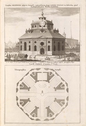 Hedvig Eleonora kyrka - gravyren är hämtad från Suecia antiqua et hodierna