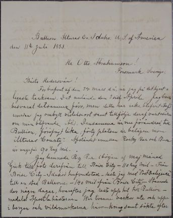 Handskrivet brev från USA-emigrant