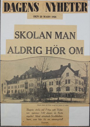 Tidningsreportage i DN om Slagsta skolhem 1926