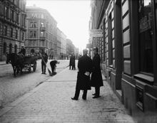 Renhållningsstrejken 1905 med studenter som gatsopare.