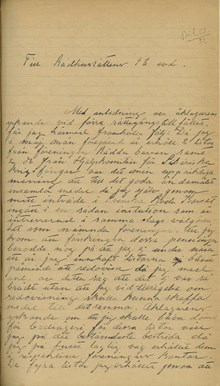 Brev till Rådhusrätten 1921 (Karl Johan Lidberg)