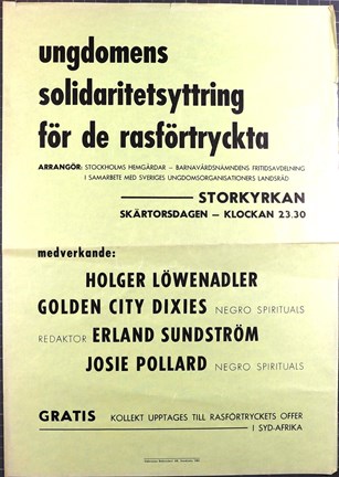 Affisch med inbjudan till konsert mot rasism