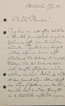 Beräkningar av hjärnans vikt - brev från Gustaf Retzius till Carl Lindhagen 1902