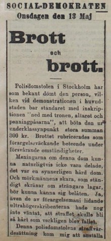 Brott mot brott. [Krönika ang. "fanskandalen" 1908]