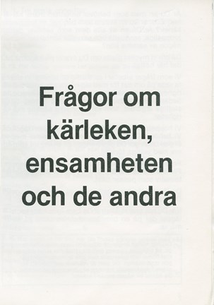 Framsida på den lilla enkäten.  