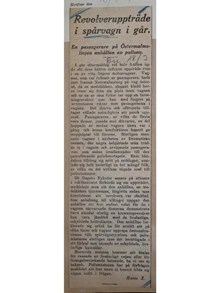 "Revolveruppträde i spårvagn i går" - artikel Dagens Nyheter 1913