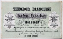 Reklamtryck. Theodor Bianchini Parfym Fabrikör